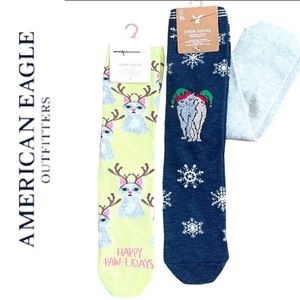 AMERICAN EAGLE OUTFITTERS➕NWT Holiday Cat Set Of 3 Crew Socks